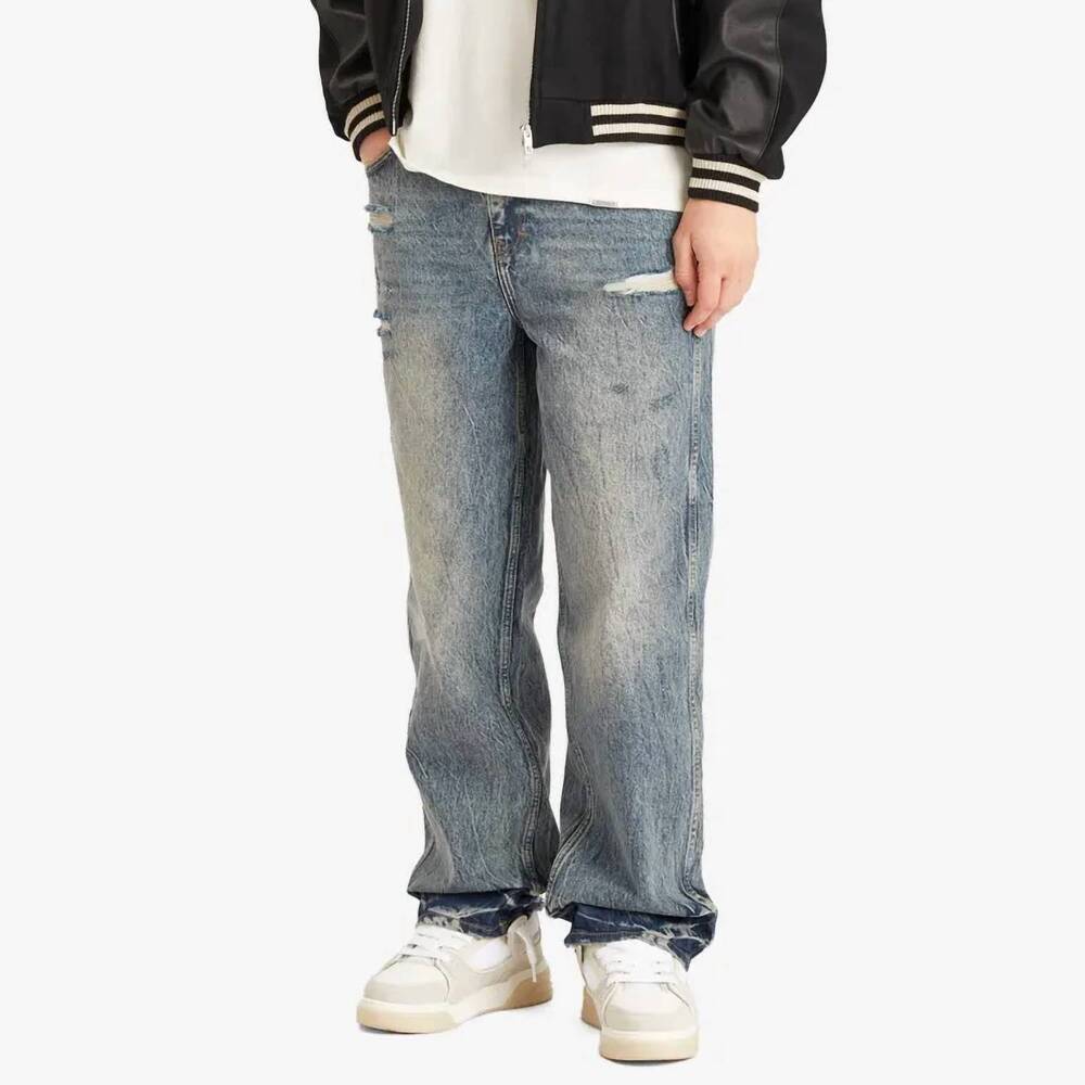 NEW REPRESENT r3 baggy distressed jeans in blue/cream